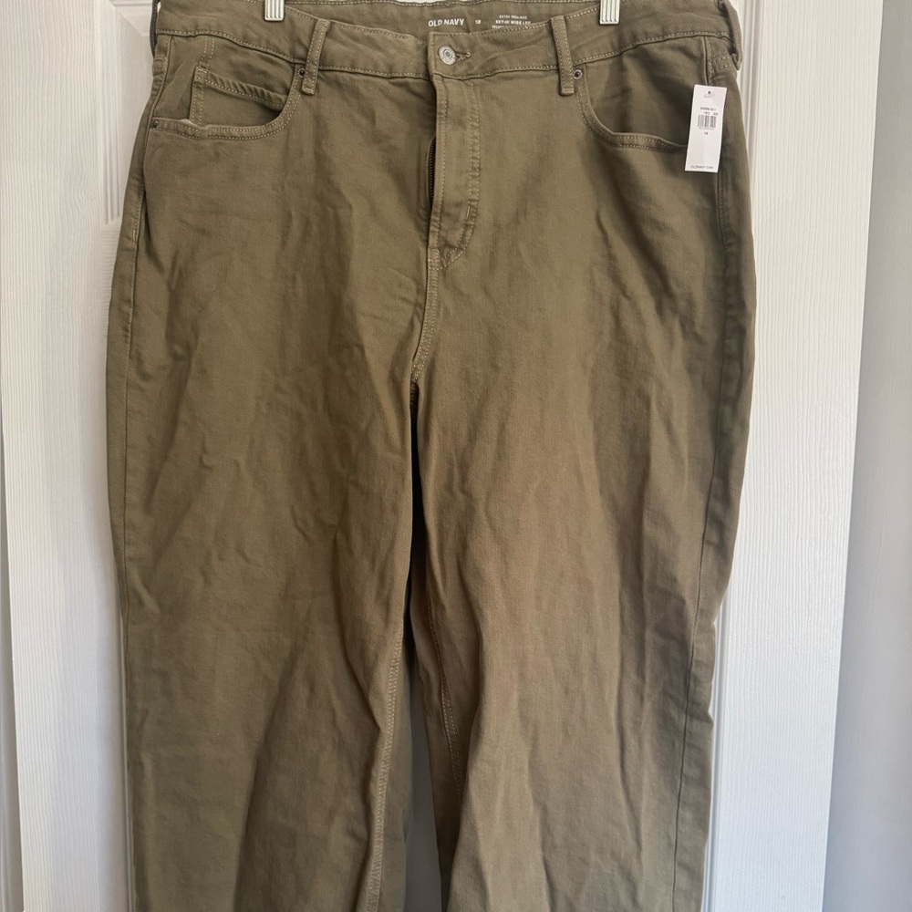 Old Navy Women's Olive Wide Leg Jeans